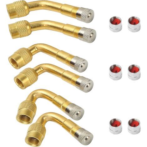 Set mit 6 Reifenventilverlängerungen und 6 Metallkappen (1/5)