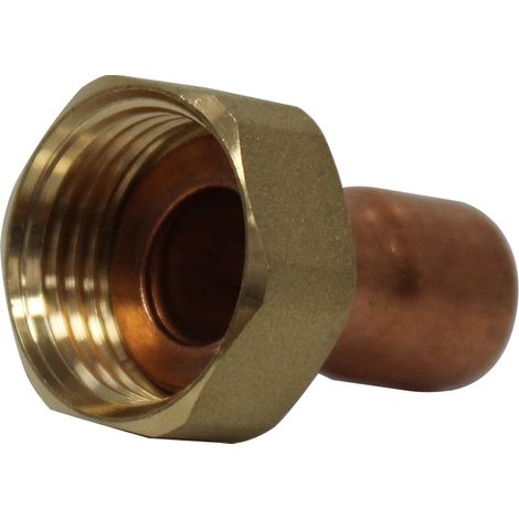 Raccord droit 2 pièces écrou prisonnier à joint plat - Femelle 1/2" (15/21) - Cuivre Ø12 - Arcanaute