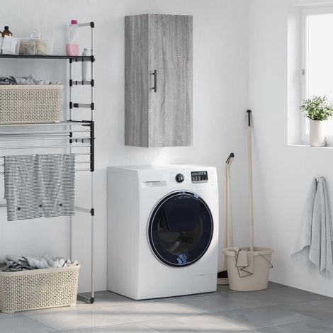 Armoire murale, Placard de Rangement Toilettes, Meuble Haut de Salle de Bain sogris 34,5x34x90 cm LKOWF93488 (1/5)