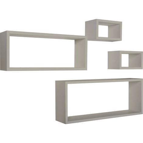 Set 4 Mensole da Muro, Pensile Bagno, Mensola Parete, Scaffale Parete, Marrone Talpa, 75x30 p15,5 cm, 60x25 p15,5 cm e 2 da 25x15 p15,5 cm - Merlino (1/4)