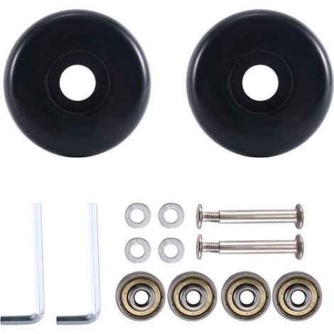Roues de Rechange pour Valise à Bagages 55 Mm X 18 Mm, Roulettes Pivotantes en PU, Roulements Acier au , Kits RéParation, Noir (1/4)