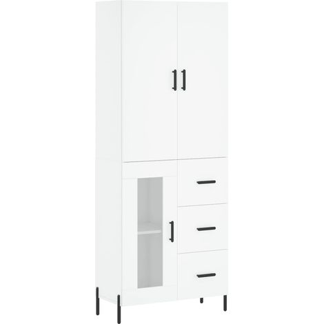 Credenza cassettiera mobile contenitore organizer cucina soggiorno salotto alto 695 x 34 x 180 cm legno ingegnerizzato bianco 020032527