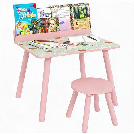 Ensemble table et chaises enfant rose en MDF 60 x 48 x 53,5 cm (1/5)