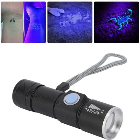 Lampe torche UV ultra-brillante à LED de 395 nm, utilisée pour la vérification des billets de banque, la détection de la teigne chez les chats et le durcissement de la résine minérale. Lampe anti-scor (1/5)