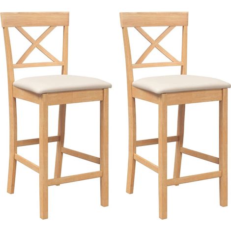 Maison Exclusive - Barhocker mit Kissen 2 Stk. Natur Massivholz G