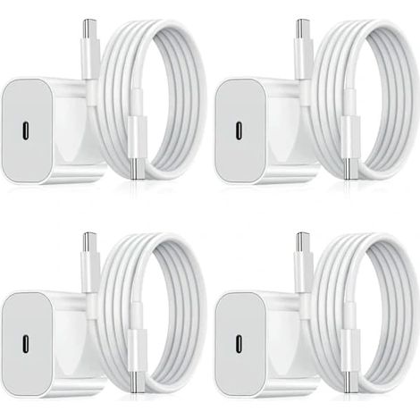 Lot de 4 chargeurs rapides Samsung 20 W avec câble USB-C pour téléphones Galaxy (blanc) (1/5)