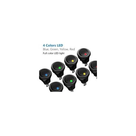 8 interruptores basculantes LED, interruptor para coche DC 12V 20A Encendido/Apagado Autobloqueante Botón pulsador redondo para coches, barcos y electrodomésticos - Crezuo