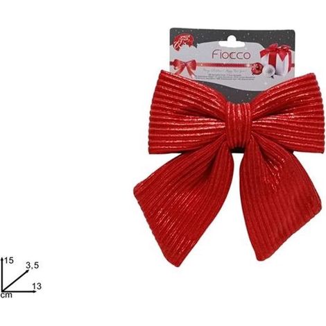 FIOCCO DA 13CM IN TESSUTO RIGATO ROSSO DI DUEESSE CHRISTMAS