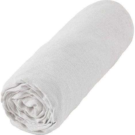 MARGAUX - Drap Housse 140x190cm Lin Lavé Coloris Craie (1/3)
