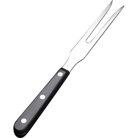 Fourchette à viande en acier inoxydable avec manche en bois – 26,5 cm – Fourchette à barbecue, fourchette de cuisine et fourchette de service, polyvalente comme fourchette à fondue, pince à (1/5)