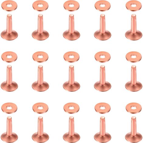 Lot de 50 rivets et bavures en cuivre 10 × 3,3 × 12 mm pour ceintures, portefeuilles, colliers, produits en cuir, fournitures artisanales