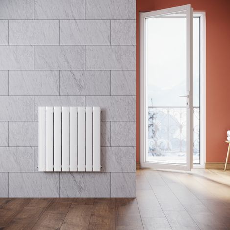 SONNI Radiateur eau chaude en acier Conception murale Vertical Tube plat Radiateur chauffage central 630x619mm Panneau Unique Blanc (467W)