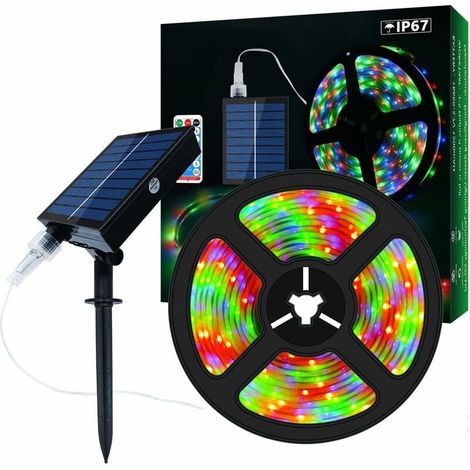 Ruban LED Solaire Extérieur, 5m 280 LED Bande LED RVB à Changement de Couleur à Énergie Solaire avec 8 Modes d'Éclairage IP67 Étanche Décoratif Guirlande Lumineuse pour Jardin Arbres Piscine-LIAIKI (1/5)