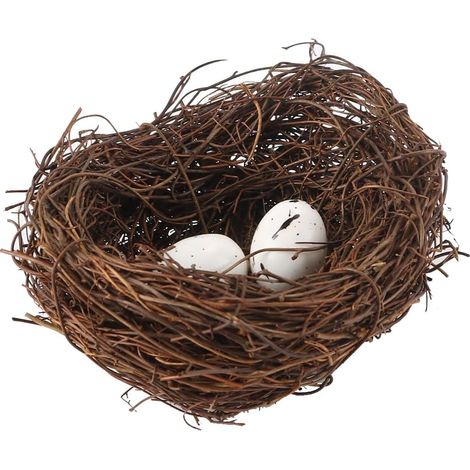 Nid d'oiseau Artificiel, nid d'oiseau simulé avec 2 Faux œufs, Artisanat Fait Main pour Pâques, Jardin, Cour, décoration de fête à Domicile - 10 cm (1/5)