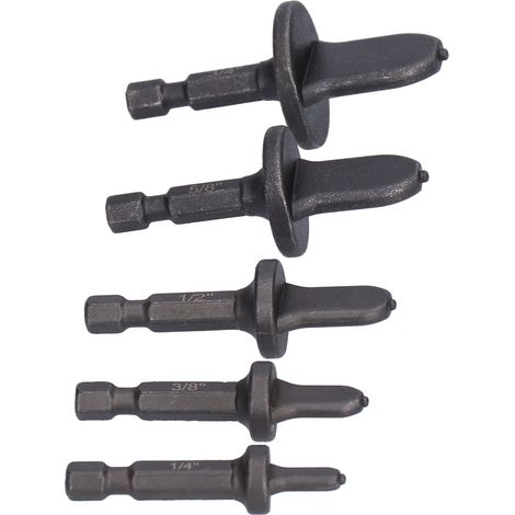 Kit 5 pièces Évasement de Tube 1/4in, Manche Hexagonal Acier Carbone, Mèches à Évaser pour Climatisation, Outillage de Collet (1/5)