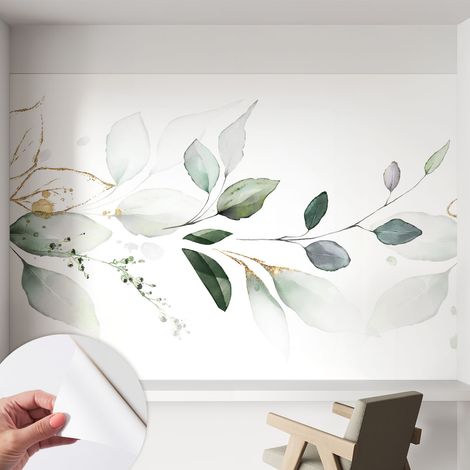Selbstklebend Tapete - abwaschbar - Raumgestaltung Schlafzimmer Wohnzimmer Tapete Grüne Blätter 152x104 cm
