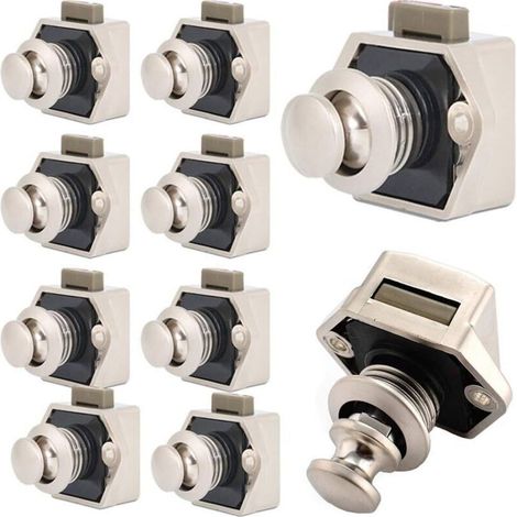 10 PCS Bouton Poussoir Loquet-Sans clé Serrure de Meuble Fermoir Bouton de Porte de Placard-pour Meuble à Fermeture éclair,Yachts,Caravanes,Camping car,Bateaux de Camping (1/4)