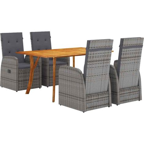 Garden Dining Set 5 pcs Grey Poly Rattan vidaXL (1/5)