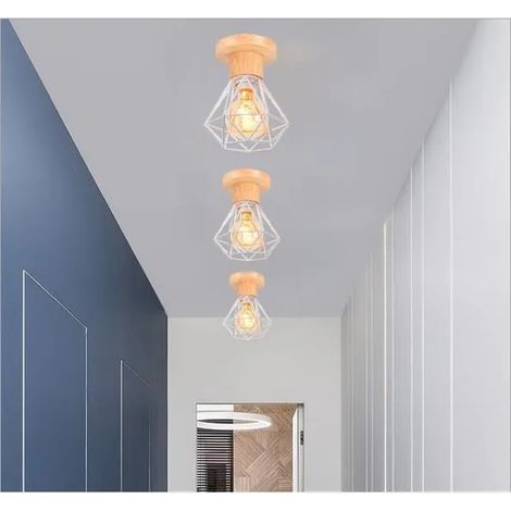 U-do 3pcs Plafonnier Retro,Plafonnier Industriel en Cage Métal Style Edison pour Salon Chambre (1/4)