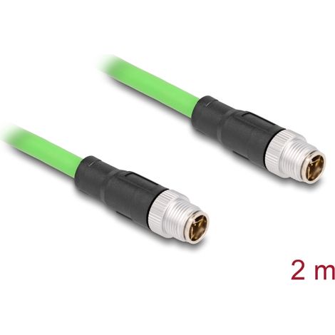 Delock Cable M12 codificado X 8 pin macho a macho PUR (TPU) 2 m