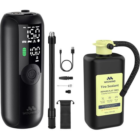 Gonfleur Pneus Voiture, Pompe A Velo, Gonflage en 1 Minute, 150PSI Compresseur à Air Portatif pour Voitures, Vélos, Motos et Ballons avec Arrêt Automatique, Ecran LCD et Lampe LED (1/5)