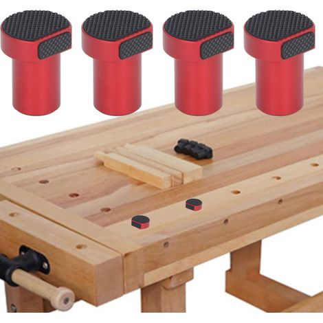 19 mm hoher Tischstopper aus rotem Holz mit Befestigungsklammern, rutschfesten Aluminiumlegierungspads und Schnellverschlusssystem. (1/5)