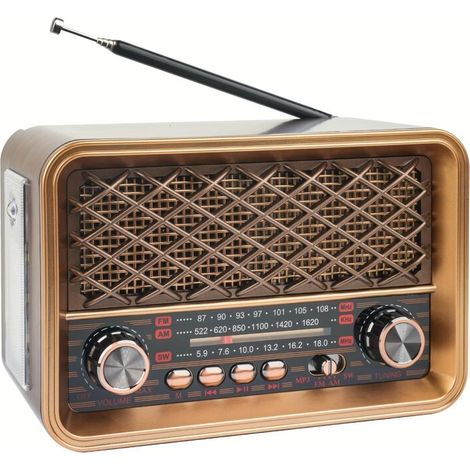 Haut-parleur Style Rétro Petite Radio Portable avec Lampe de Poche LED, Batterie Rechargeable, Non, Convient pour Cuisine, Bureau, Chambre, Fêtes, Extérieur (1/4)