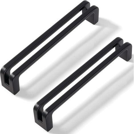 2 Stück Schrankgriffe, Lochabstand 96 mm, Küchenschrankgriffe aus Zinklegierung, Vintage-Schubladengriffe, schwarz (1/5)