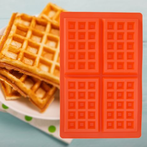Silikon-Waffelform mit 4 Mulden, Kuchen-, Schokoladen-, Muffin- und Frühstücksbackform von Nestlé (quadratisch) (1/4)