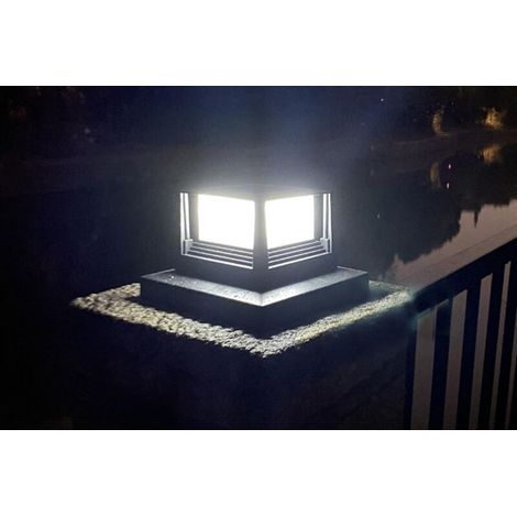 Lampadaire Solaire - 15,7 X 15,7 X 10,5 Cm - Ip44 - Pour Poteau De Clôture Jardin Terrasse Patio - 1 Pièce (1/5)