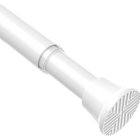 Tringle Rideau Sans Perçage - 1 Pièce - Acier Blanc - Extensible 60-120 cm - Pour Salle de Bain et Fenêtre - Diamètre 18 mm (1/5)