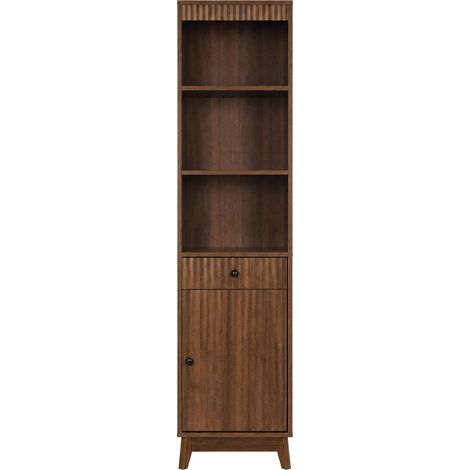 Mueble alto de baño freestanding 172 cm en MDF color nogal con cajón y puerta reversible (1/5)
