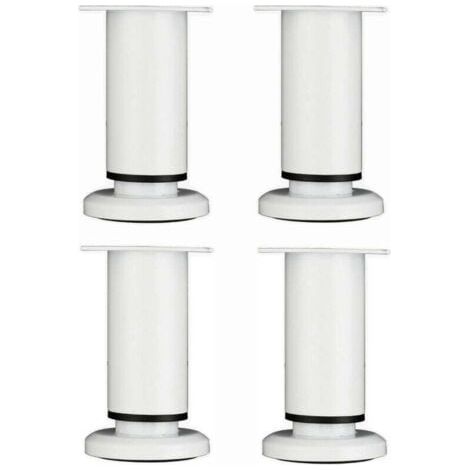 4 Pièces Pieds de Meubles Réglables 12cm Blanc Jambe de Table Rond en Métal pour Canapé Armoire Lit avec Vis (1/5)