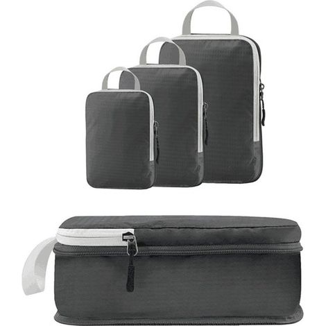 Cubes de compression pour bagages 3 pièces – Organiseurs ultralégers pour valise et sac à dos – Sacs de rangement compressibles pour voyage et bagage cabine (1/5)
