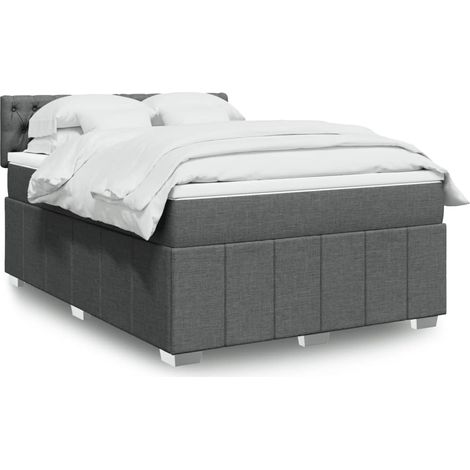 Boxspringbett mit Matratze Dunkelgrau 160x200 cm Stoff