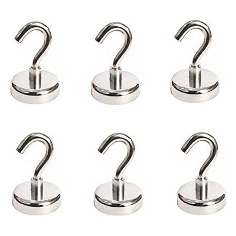 6 ganchos magnéticos de neodimio extra fuertes de 8 kg (18 lb), ganchos magnéticos de alta resistencia, imanes para refrigerador, gancho de techo de alta resistencia, colgador magnético pequeño (1/5)
