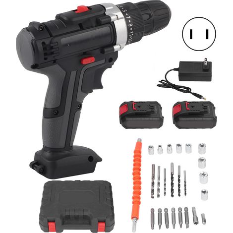 Kit 29 pièces perceuse sans fil ABS, tournevis électrique pour perçage bois métal, AC 100-240V prise US (1/5)