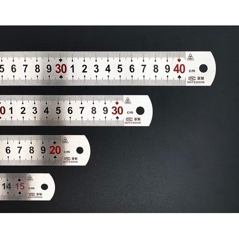Lot de 4 Acier inoxydable Règle 40cm, 30cm, 20cm, 15cm Règle Inox avec Métrique et Impérial Double Face pour la Menuiserie et le Maquettisme, la Peindre et la Mesure (1/5)
