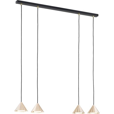 Lampada a Sospensione Elit, Acciaio verniciato a polvere, Nero, Oro, 90x100x12 cm (1/5)
