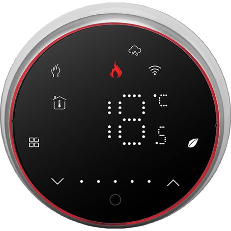 Thermostat intelligent sans fil Wi-Fi à commande vocale via application, avec base ronde, pour système de chauffage d'eau AC95-240V, noir