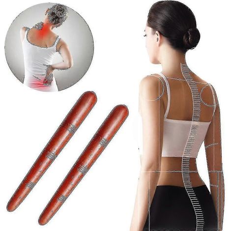 Lot de 2 bâtons de massage thaïlandais en bois pour les pieds et les mains, réflexologie, fitness et yoga. (1/2)