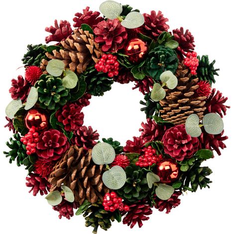 Weihnachtskranz mit Tannenzapfen und Beeren, Ø 34 cm (1/2)