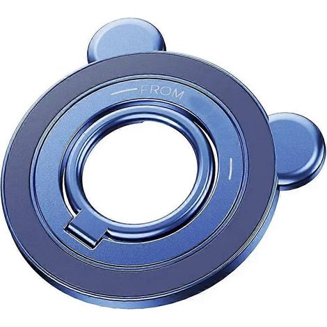 Support magnétique portable pour téléphone avec anneau de maintien et rotation à 360°, béquille rabattable à 90° pour smartphones (bleu). (1/5)