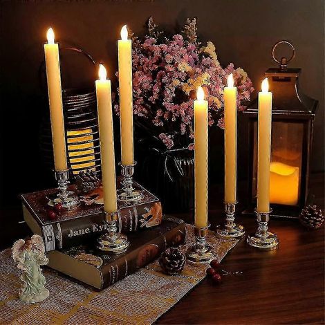 Bougies LED à piles Dww-6 avec télécommande et minuterie, en cire véritable, lumière blanche chaude vacillante, idéales pour les fenêtres, la décoration de Noël, la maison, les mariages, couleur ivoir (1/4)