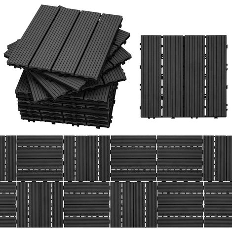 Jiubiaz Piastrelle per terrazza, set da 66 pezzi per terrazza da giardino, antracite, 30 x 30 cm - 6 m²