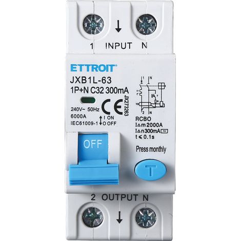 ETTROIT JX273263 Magnetotermico Differenziale 1P+N 32A 300mA 220V-6KA (1/5)