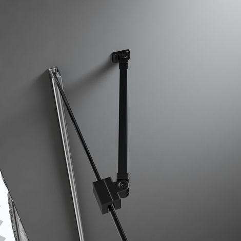 Stabilisator Dusche 50cm, einstellbar für Glasstärken 5-8 mm Stabilisierungsstange Dusche für Duschwand, Seitenwand Fixiert, Haltestange Duschwand Winkel flexibel Wandmontage, Matt Schwarz