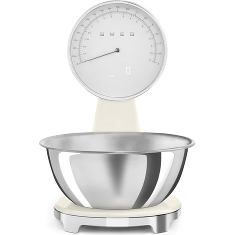 Smeg – Balance de cuisine 5 kg crème brillant – Bol inox 5 L compatible lave-vaisselle – Précision 1 g – Affichage analogique et numérique – KSF01CRWW (1/5)