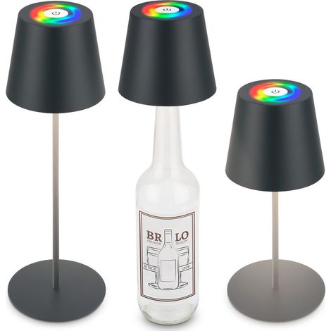 3 in 1 RGBW LED Tischlampe kabellos IP44 Flaschenleuchte Aussen/Innen Akku