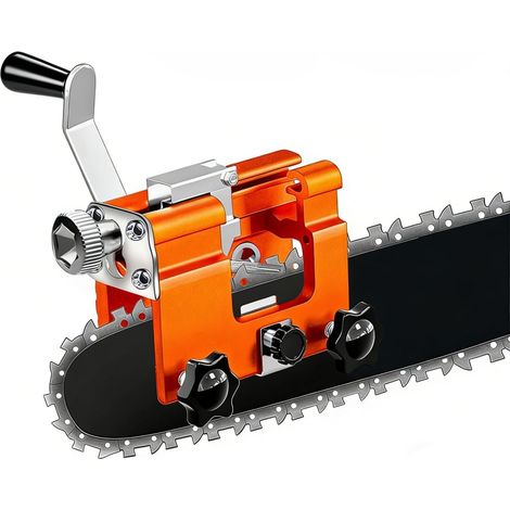Affuteur Chaine Tronçonneuse à Manivelle Portable avec 5 Tête de Meulage Usage Manuel, Affûtage Précis Outil d'Affûtage pour Tronçonneuse Bûcheron et Jardinier (1/5)